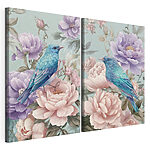 Modułowy wydruk na płótnie Kilka zdjęć ptaków na kwiatach